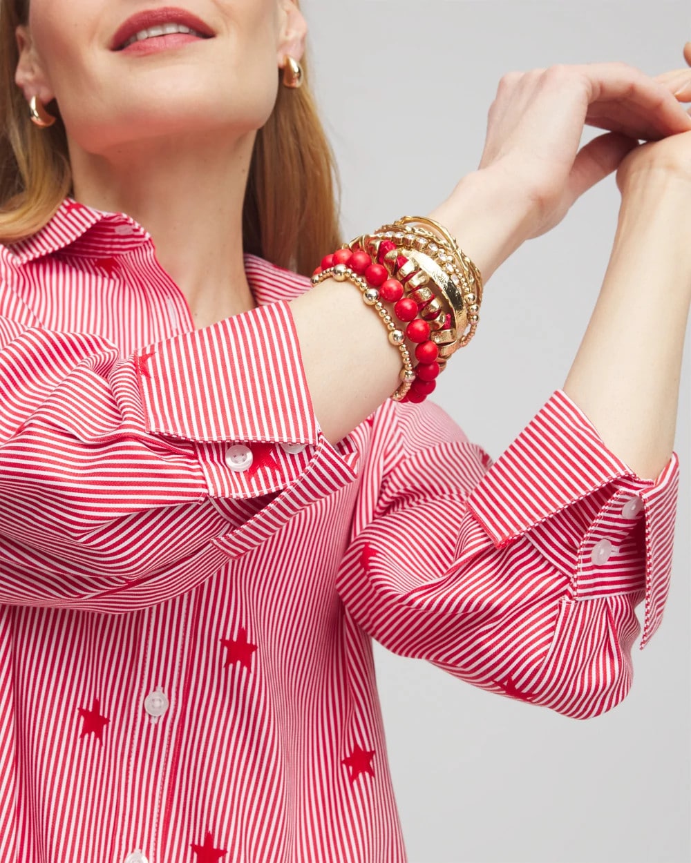 No Iron™ Stars & Stripes Sateen Shirt - Chico's