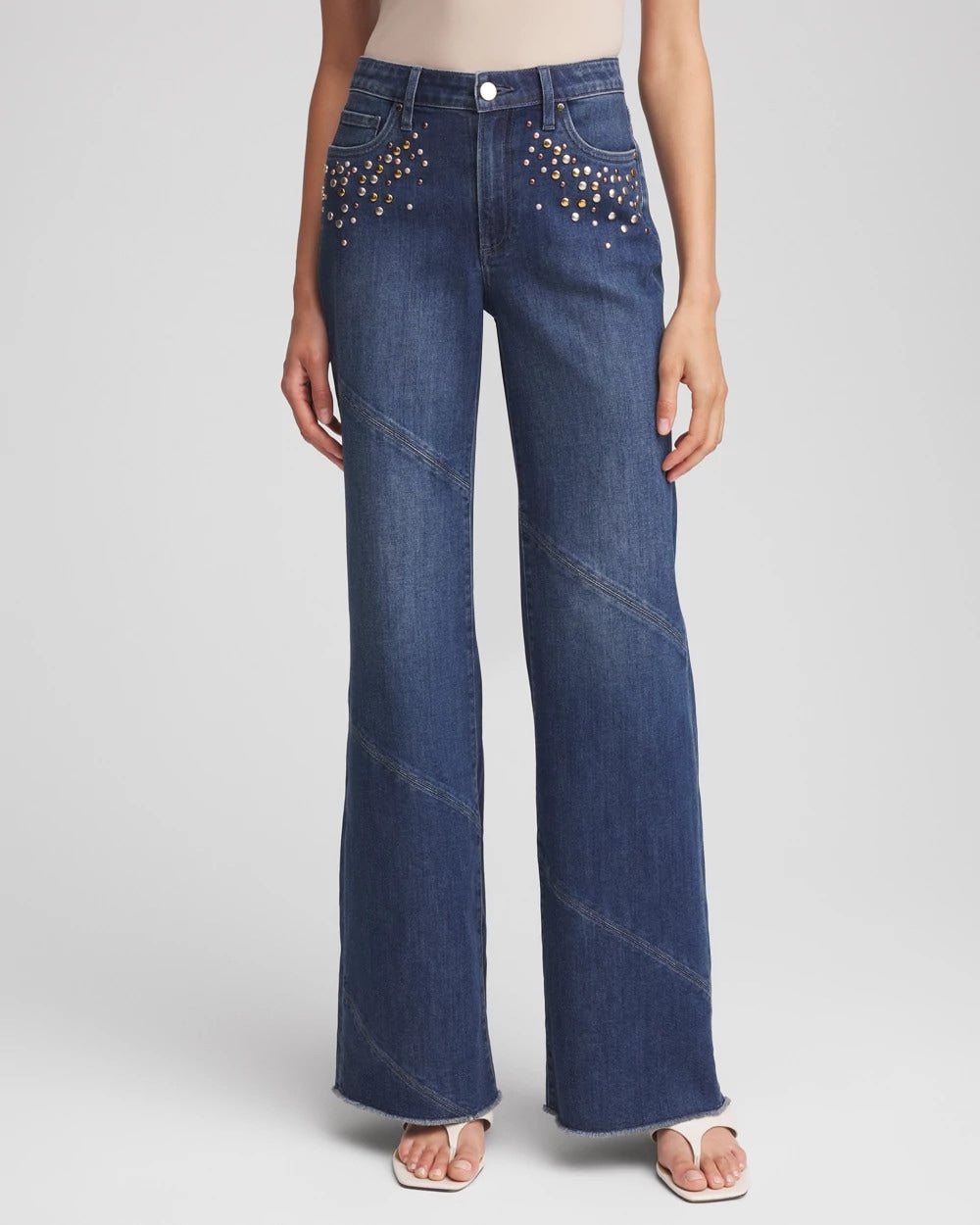 Embellished Frayed Flared-Leg Jeans - Chico's