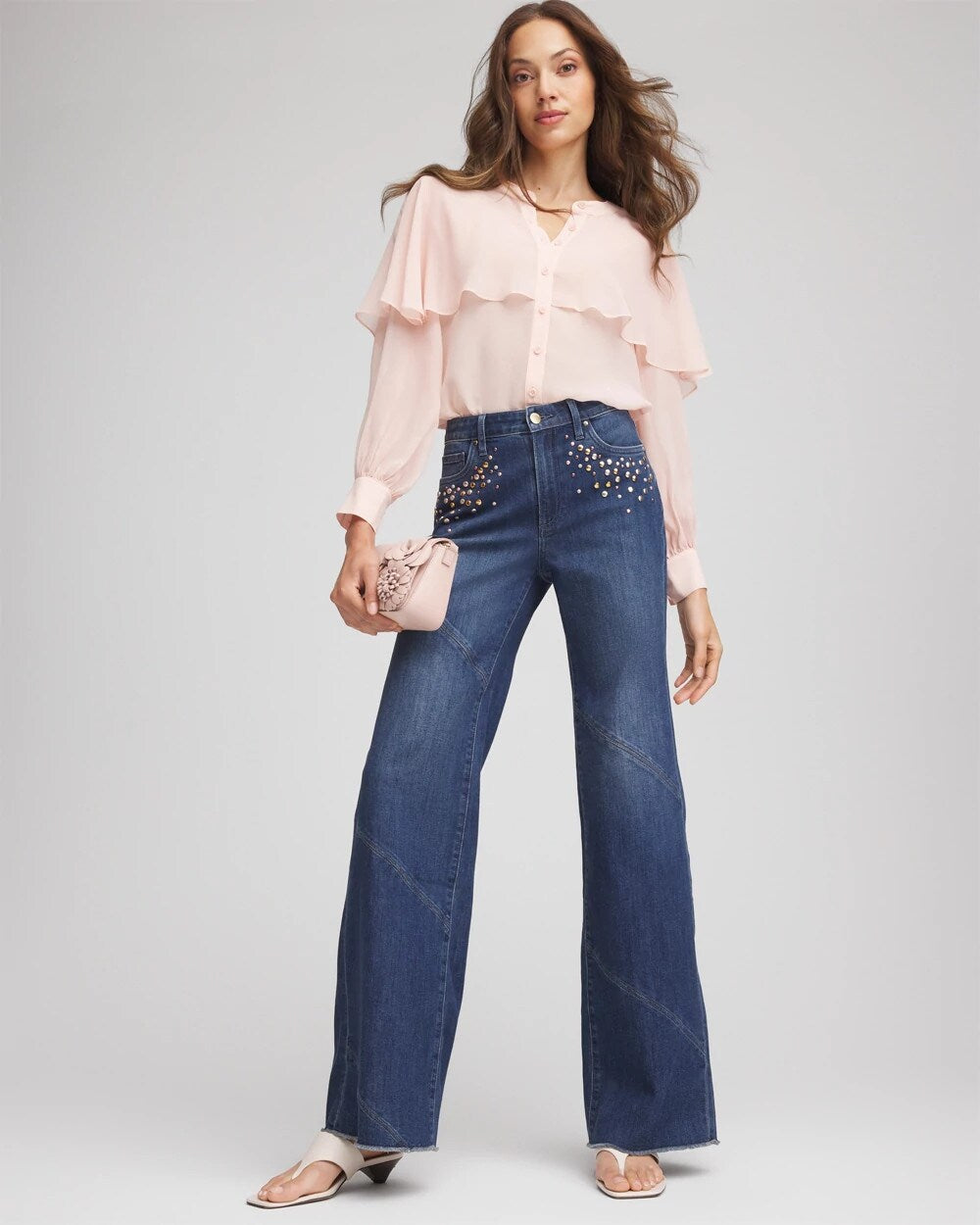 Embellished Frayed Flared-Leg Jeans - Chico's