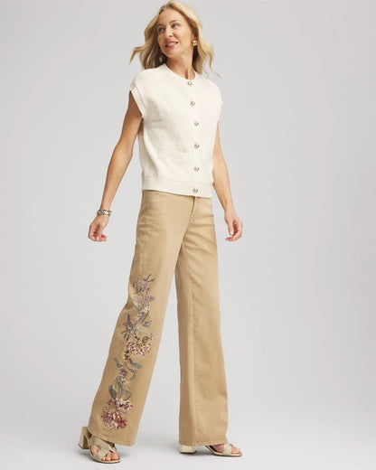 Embroidered High-Rise Wide-Leg Jeans - Chico's