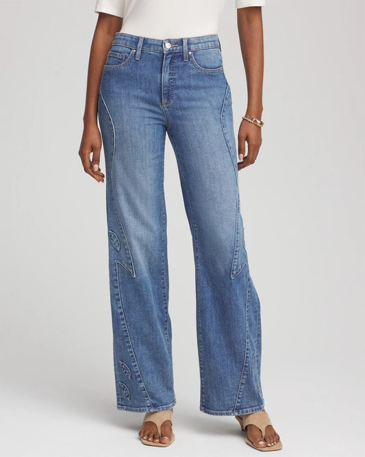 Appliqué High-Rise Wide-Leg Jeans - Chico's