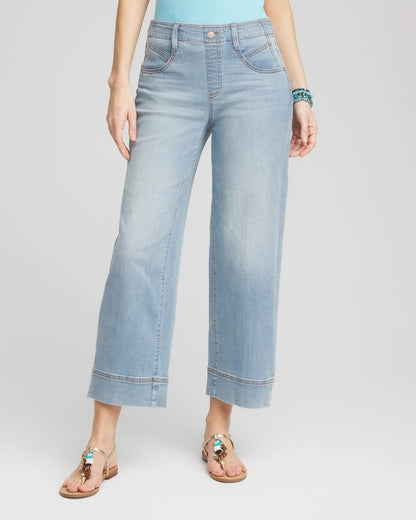 Pull-On Wide-Leg Cropped Jeans - Chico's