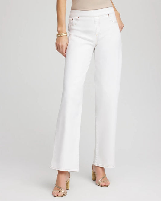 Petite Seeded Pull-On Wide-Leg Jeans - Chico's