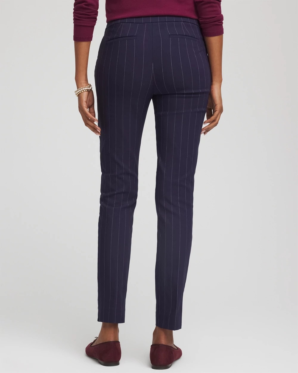 Pinstriped Brigitte™ Slim Pull-On Ankle Pants - Chico's