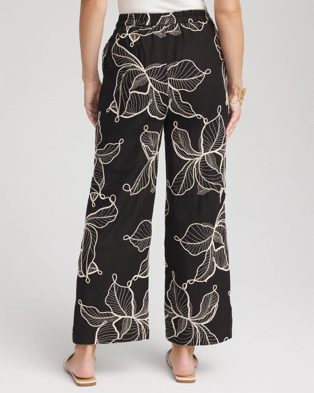 Embroidered Wide-Leg Cropped Pants - Chico's
