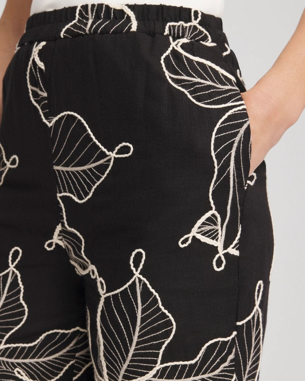 Embroidered Wide-Leg Cropped Pants - Chico's