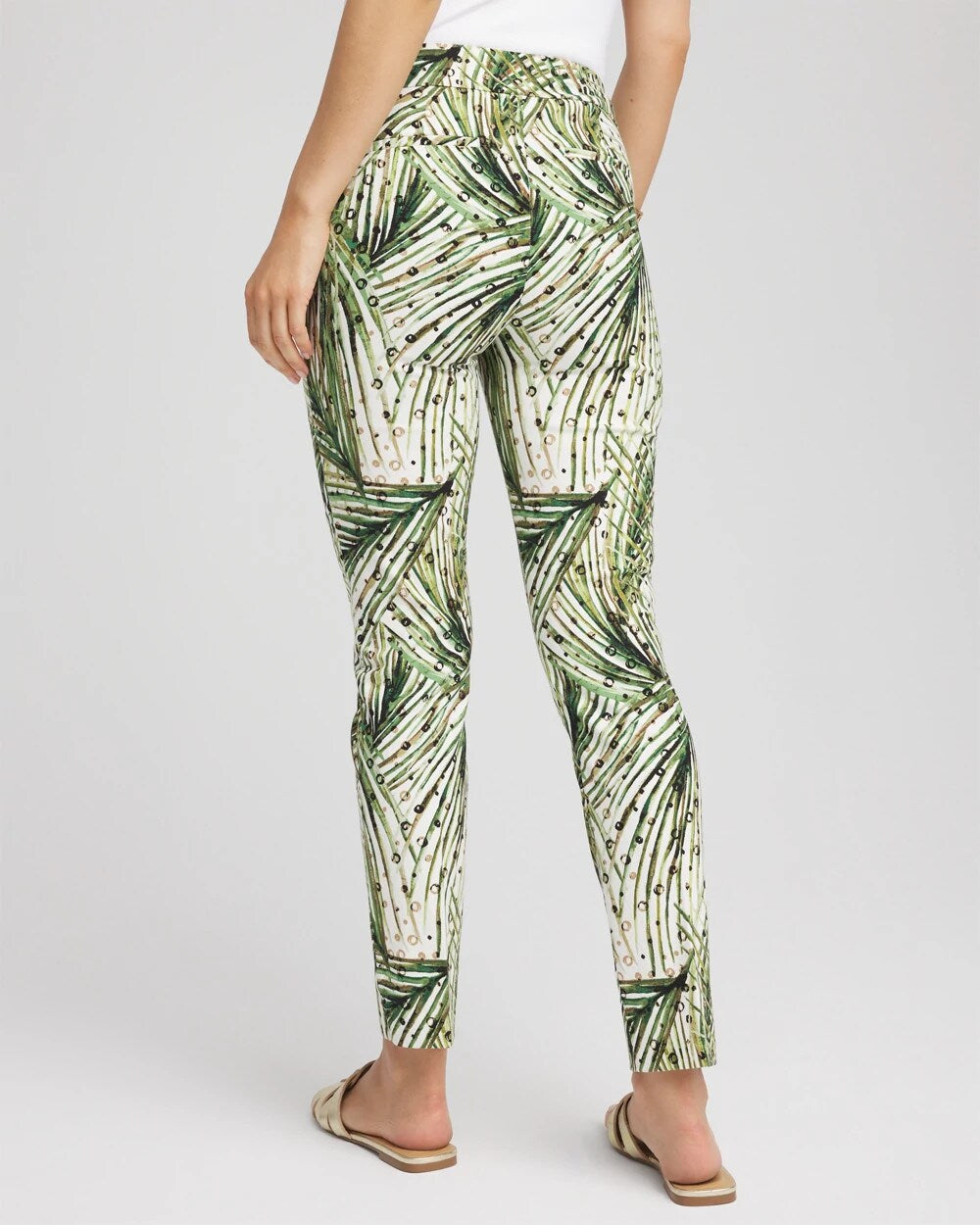 Brigitte™ Slim Ankle Palm-Print Pants - Chico's