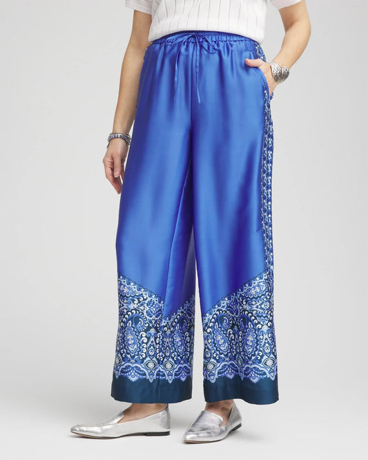 Pull-on Paisley Drawstring Cropped Pants - Chico's