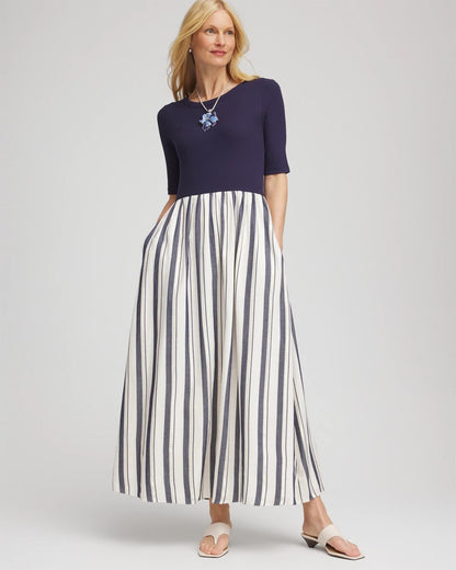 Mixed Metallic Striped Maxi Dress - Chico's