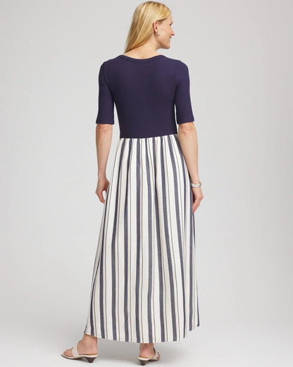 Mixed Metallic Striped Maxi Dress - Chico's