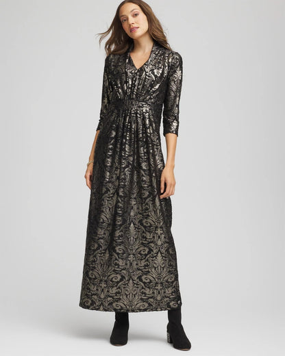 Foiled Knit Pleated Maxi Dress - Chico's