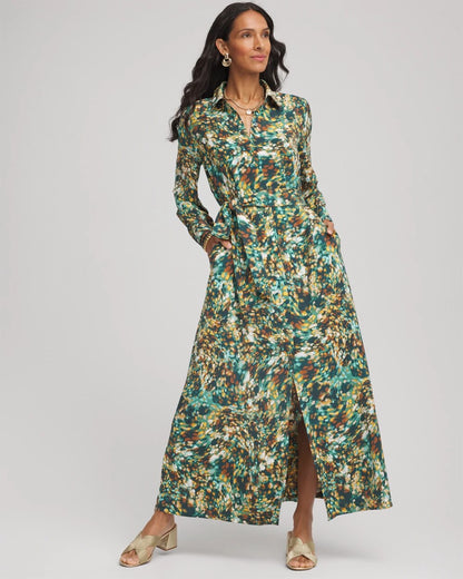 Printed Long-Sleeved Shirtdress - Chico's