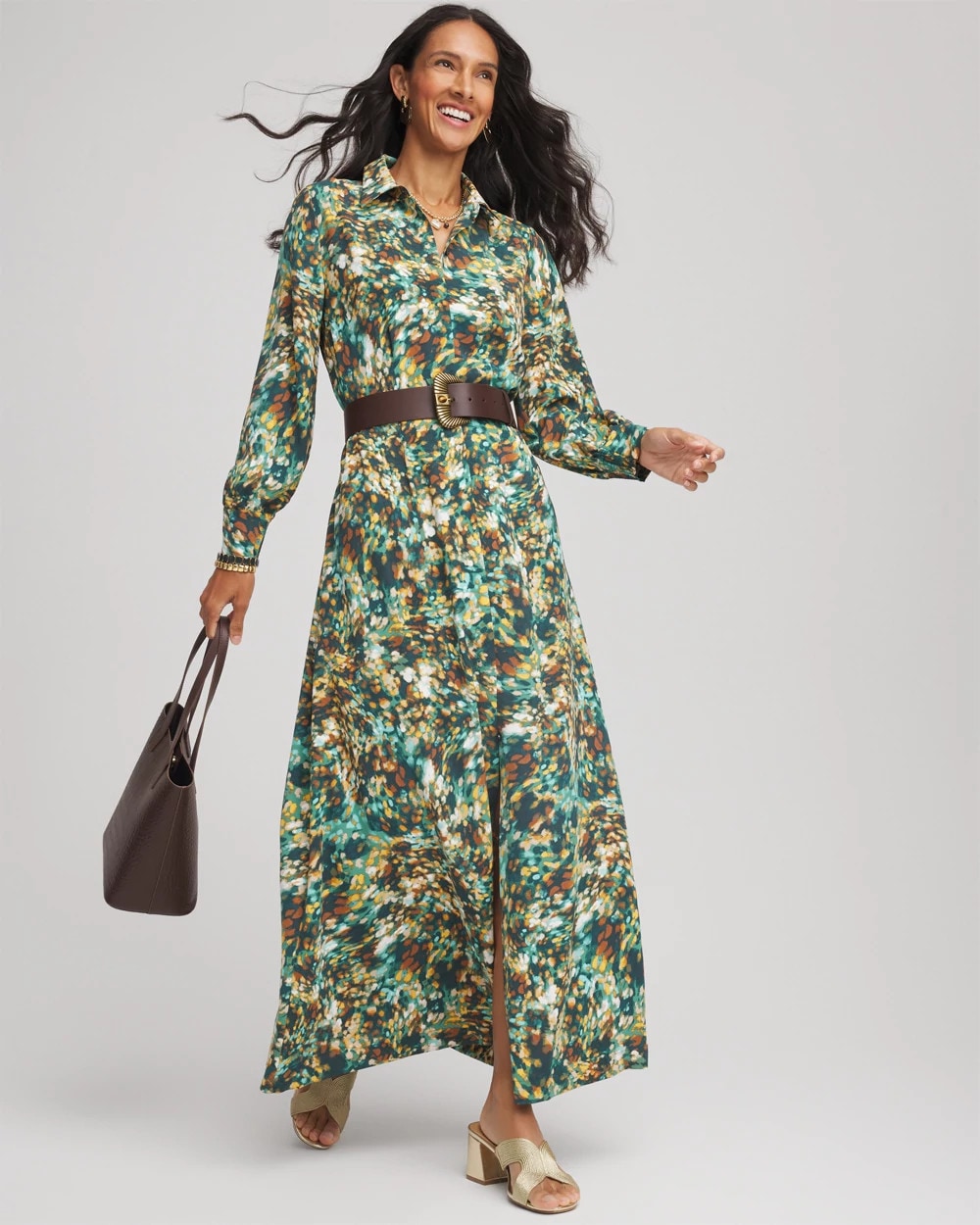 Printed Long-Sleeved Shirtdress - Chico's