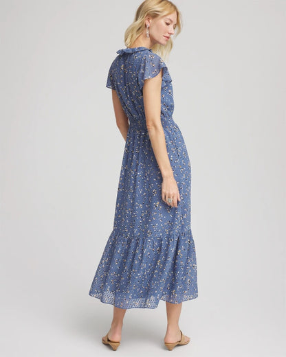Textured Ruffled-Placket Maxi Dress - Chico's