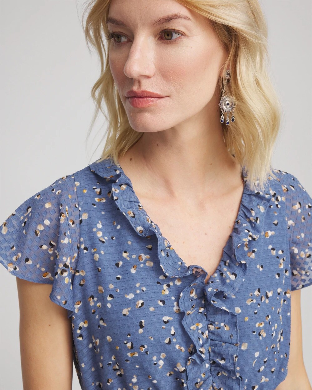 Textured Ruffled-Placket Maxi Dress - Chico's