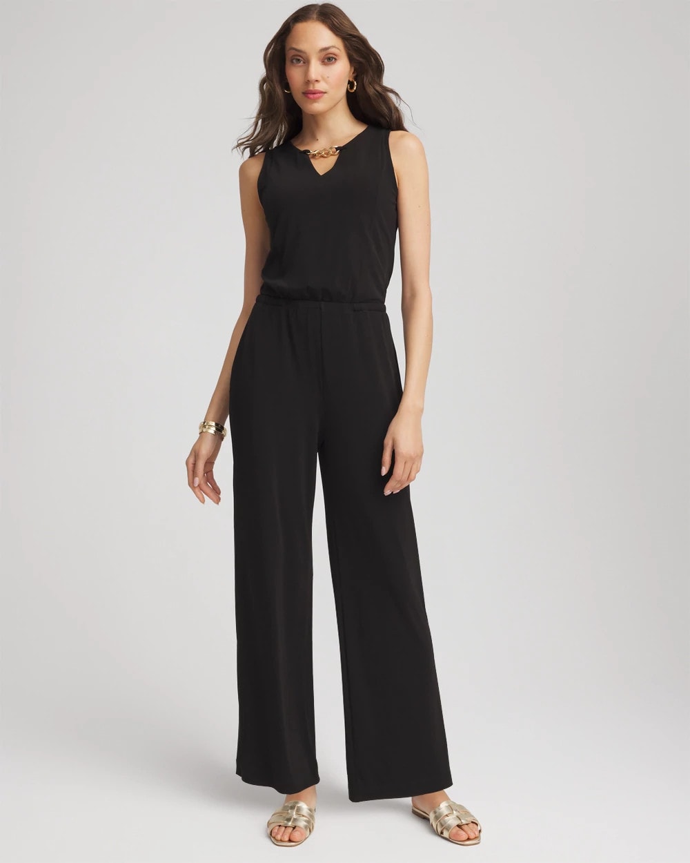 Travelers™ Jersey Knit Chain-Trim Jumpsuit - Chico's