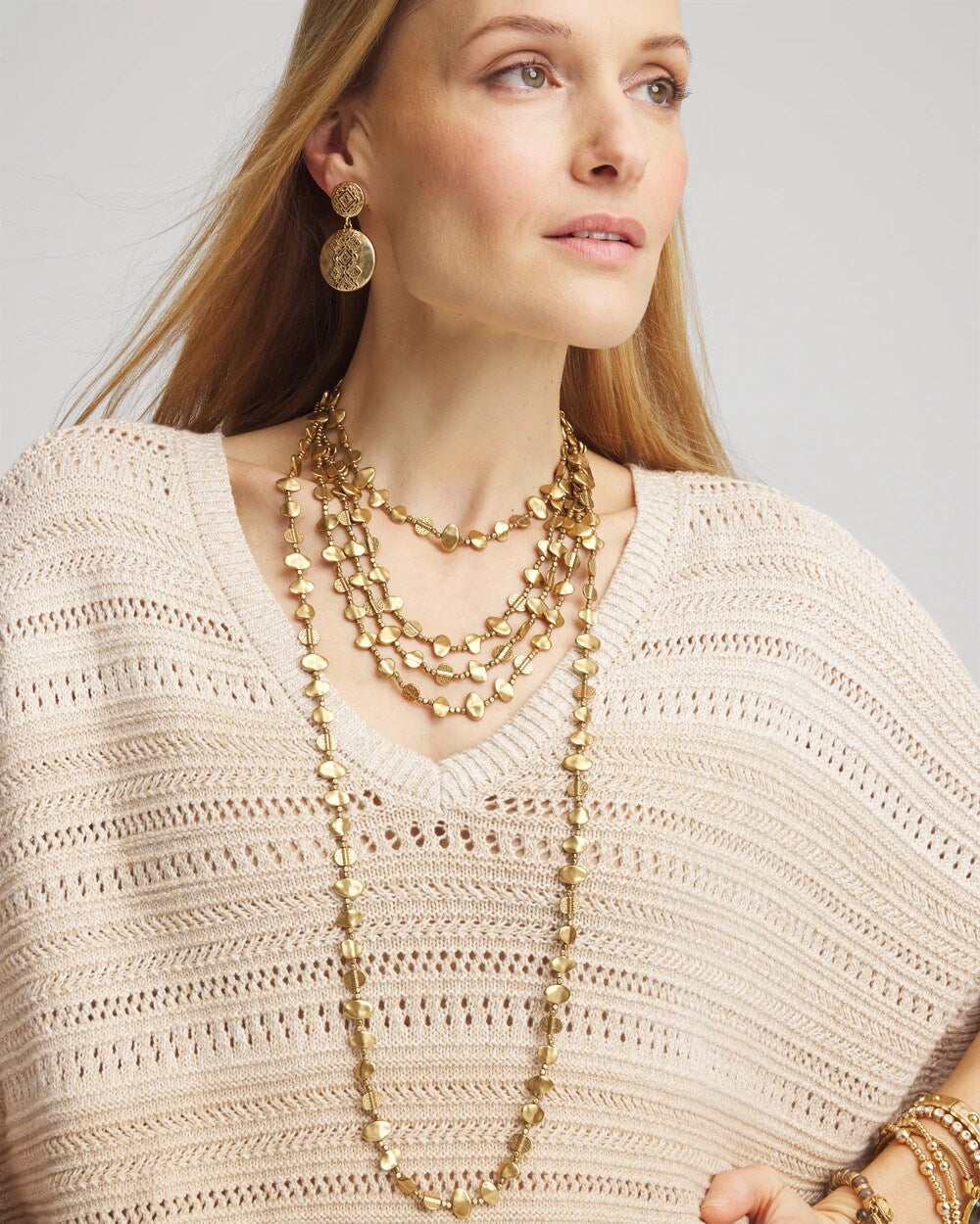 Goldtone Nugget Collar Necklace - Chico's