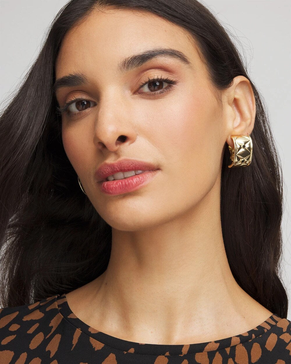 Black & Gold Quilted  Clip on Earrings - Chico's