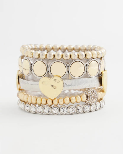 Mixed Metal Heart Stretch Bracelet - Chico's
