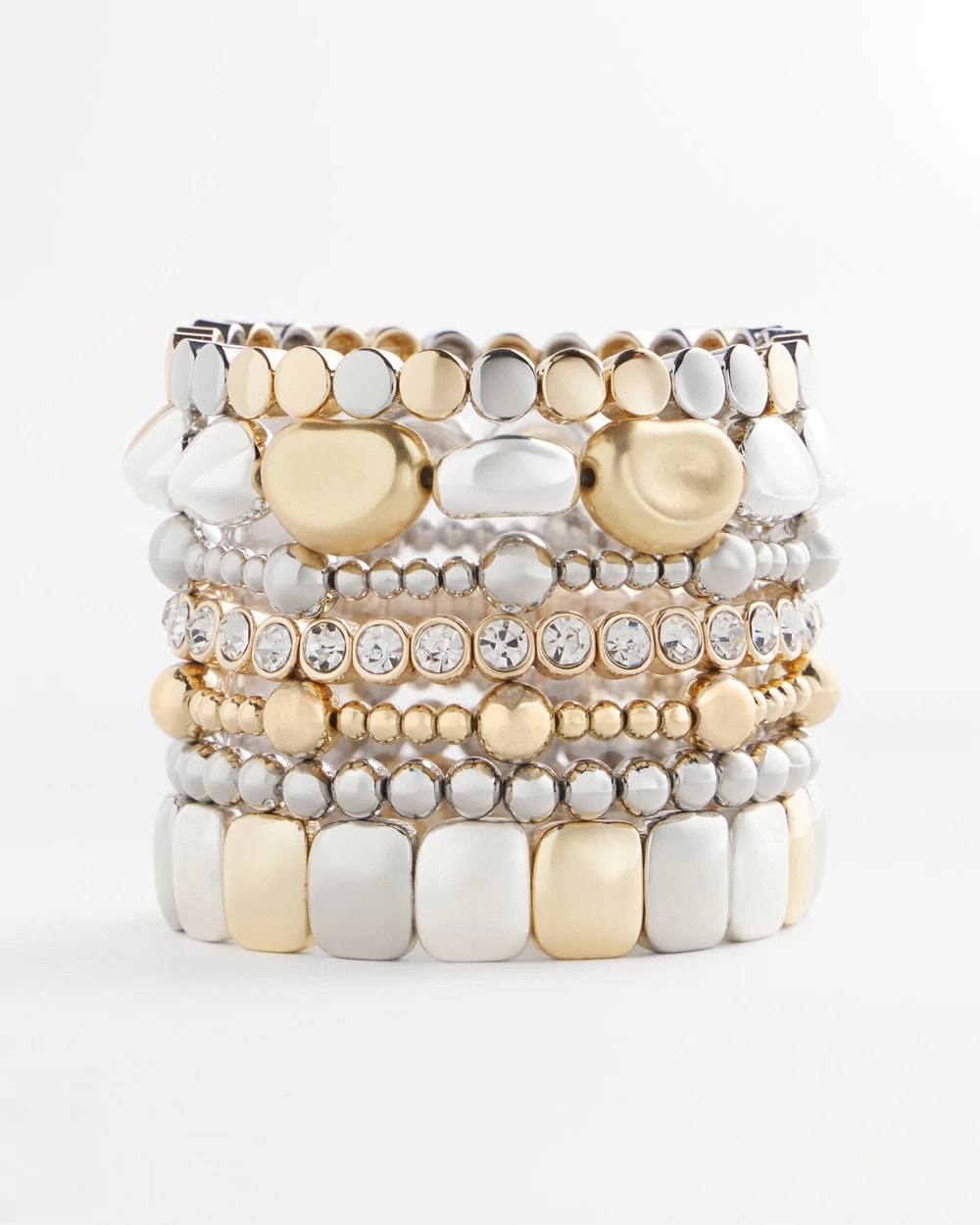 Silver & Gold Tone Round Stretch Bracelet - Chico's