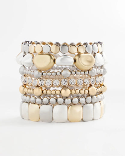 Silver & Gold Tone Round Stretch Bracelet - Chico's