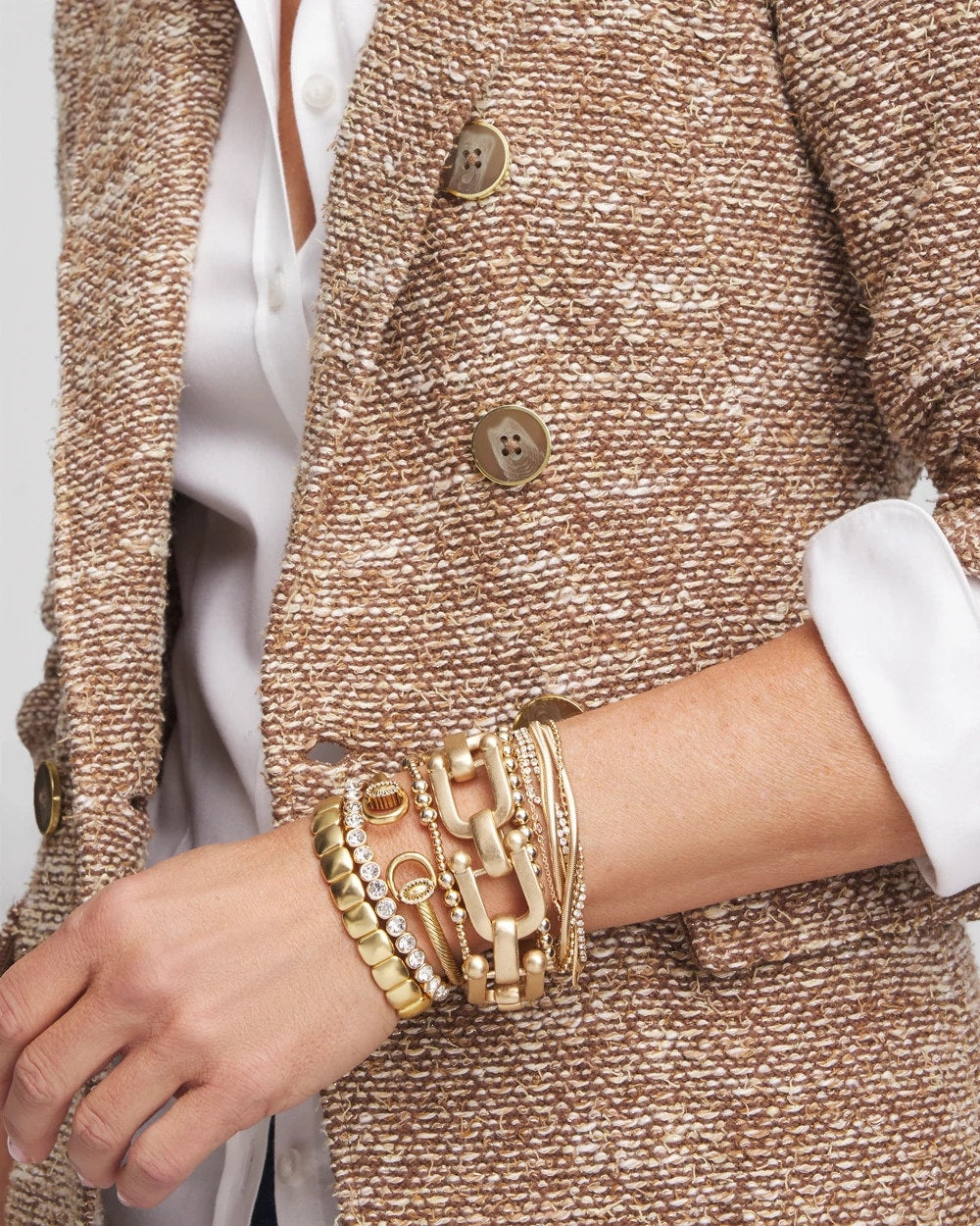Golden Matte Square Stretch Bracelet - Chico's