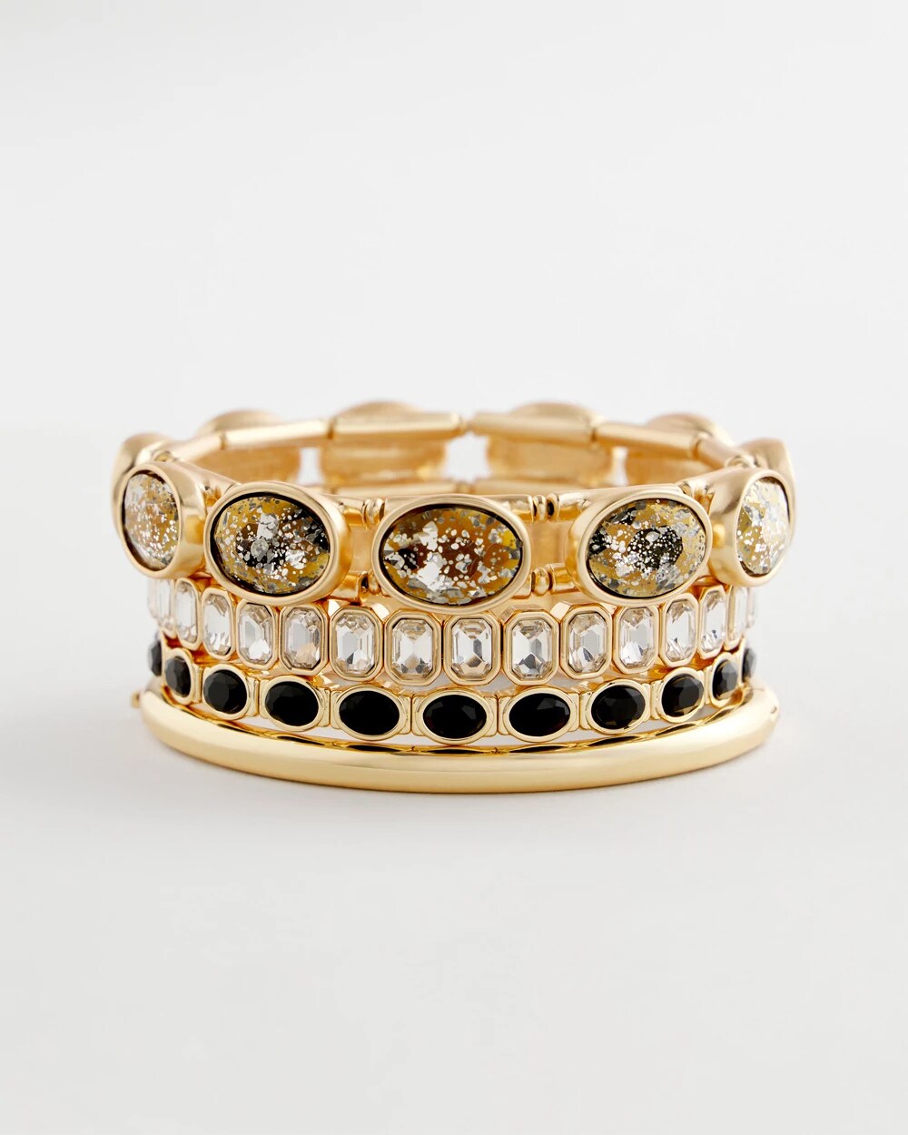 Small Black Faceted Gem Stretch Cuff Bracelet - Chico's