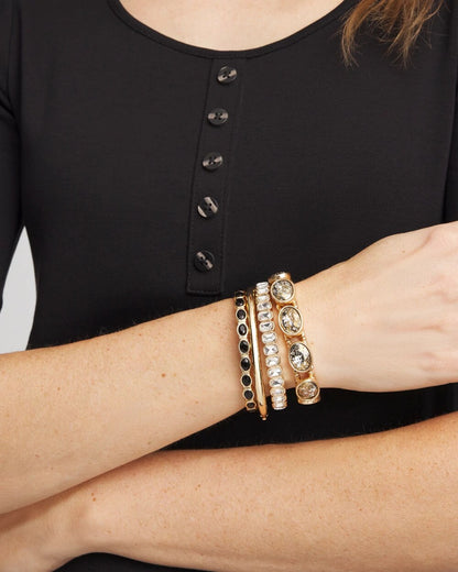 Small Black Faceted Gem Stretch Cuff Bracelet - Chico's