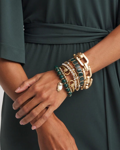 Green & Gold Beaded Charm Bracelet - Chico's