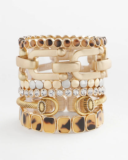 Tortoise Goldtone Round Stretch Bracelet - Chico's