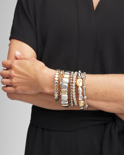 Gold & Silver Tone Beaded Stretch Bracelet - Chico's