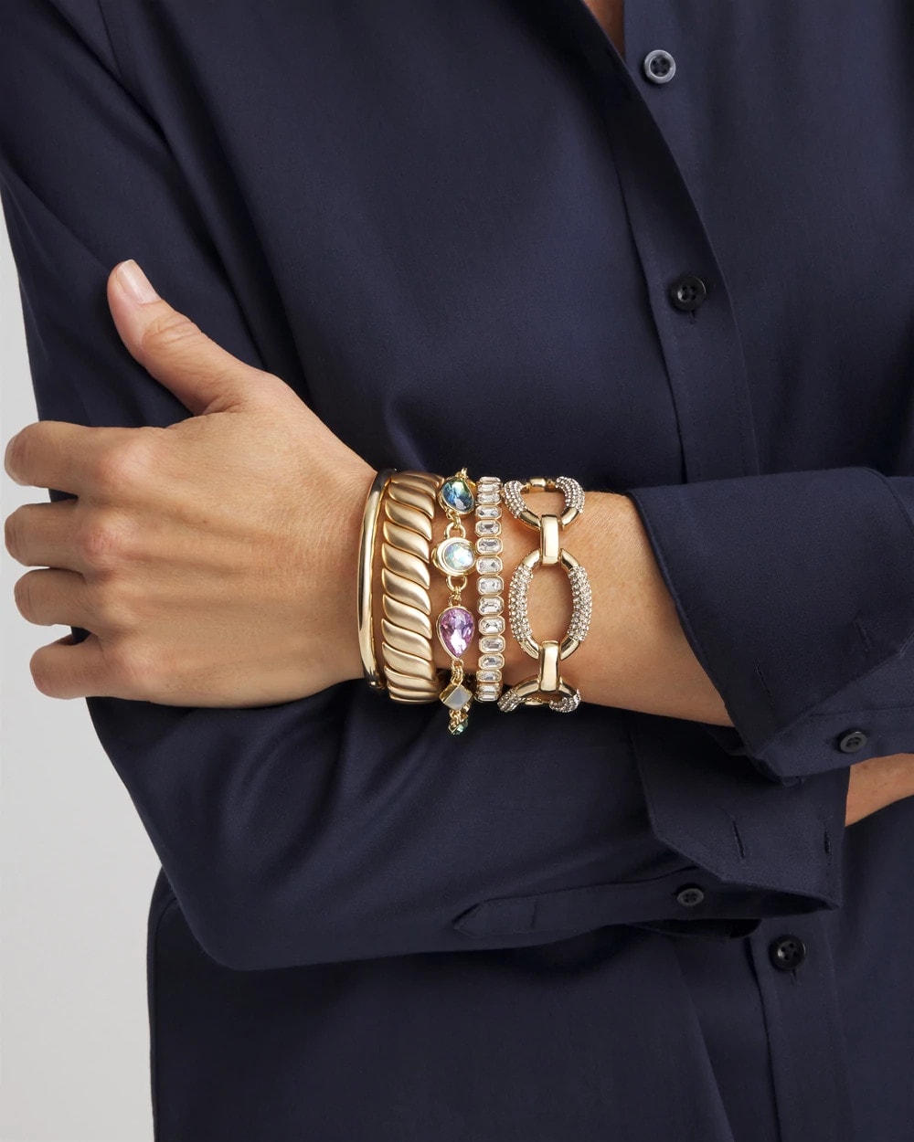 Large Pave Link Toggle Bracelet - Chico's