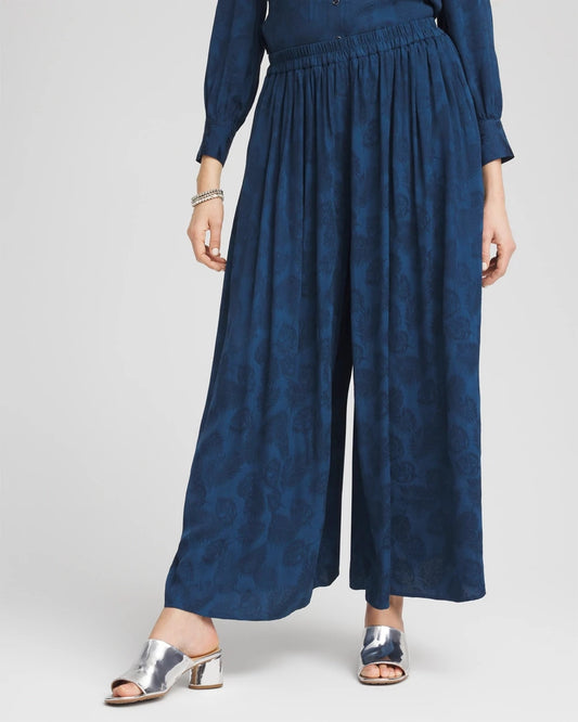 Petite Jacquard Culotte Wide-Leg Pants - Chico's