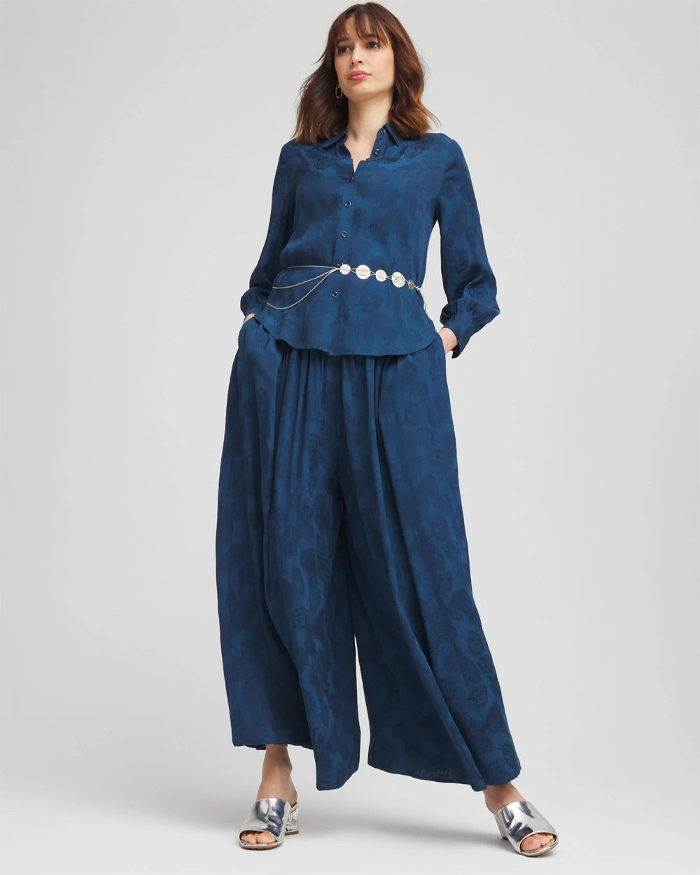 Petite Jacquard Culotte Wide-Leg Pants - Chico's