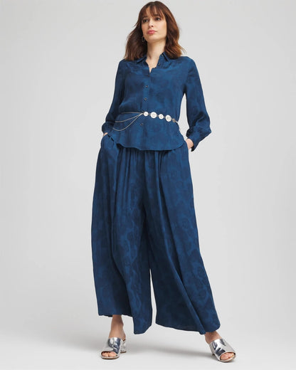 Petite Jacquard Culotte Wide-Leg Pants - Chico's