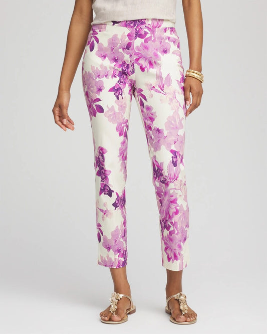 Petite Floral Brigitte™ Pull-On Slim Cropped Pants - Chico's
