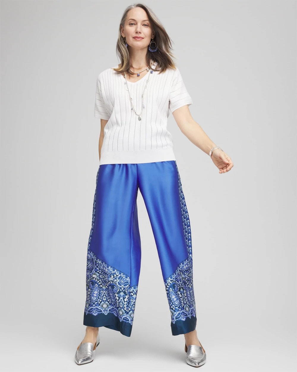 Petite Pull-on Paisley Drawstring Cropped Pants - Chico's