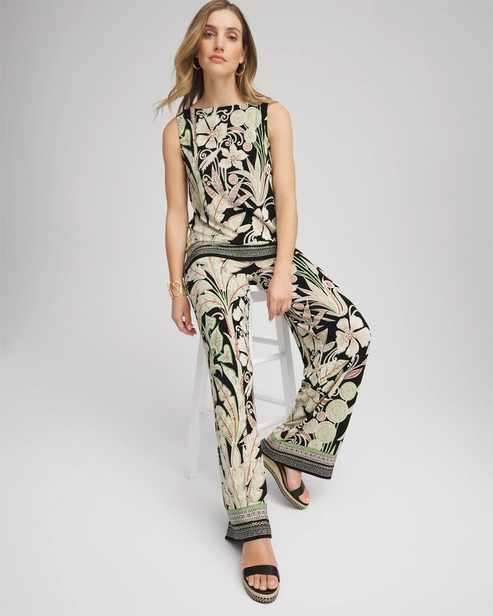 Petite Travelers™ Island-Motif Palazzo Pants - Chico's