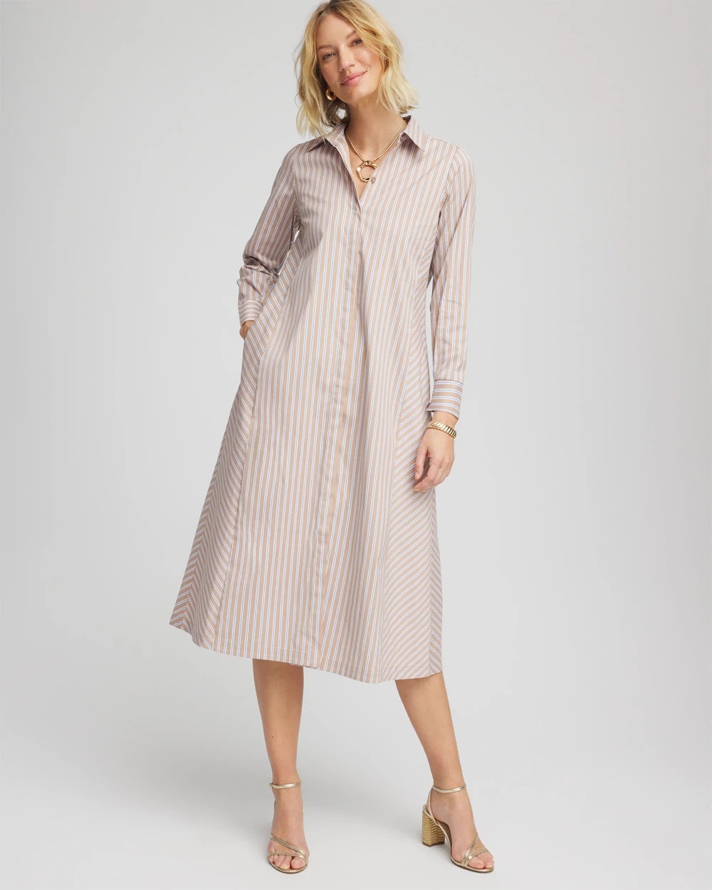 Petite Vanilla Chai Striped Shirtdress - Chico's