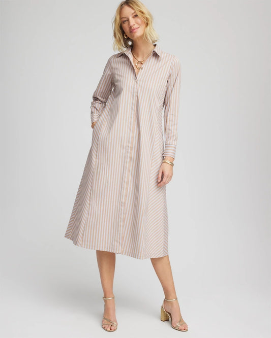 Petite Vanilla Chai Striped Shirtdress - Chico's