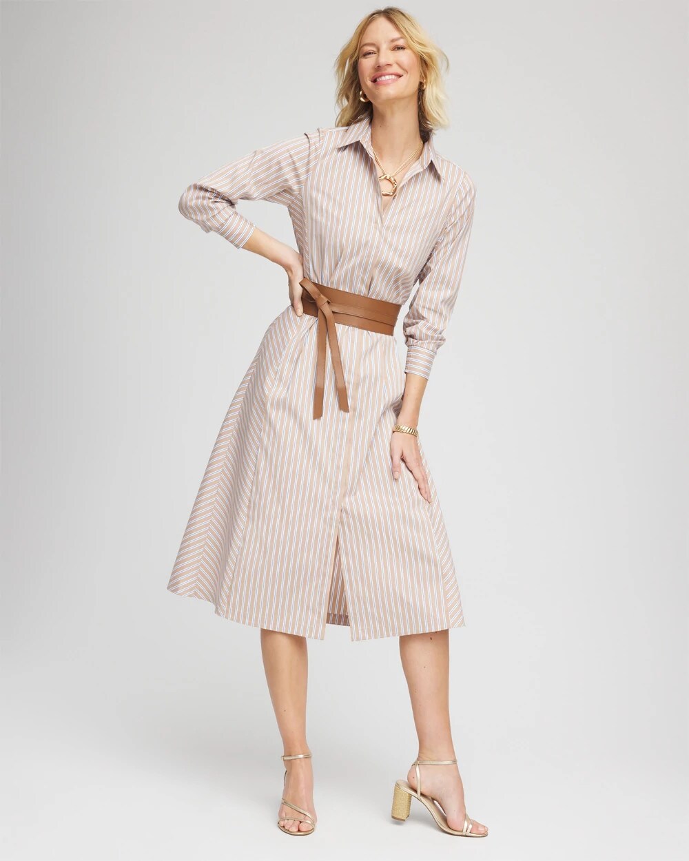 Petite Vanilla Chai Striped Shirtdress - Chico's