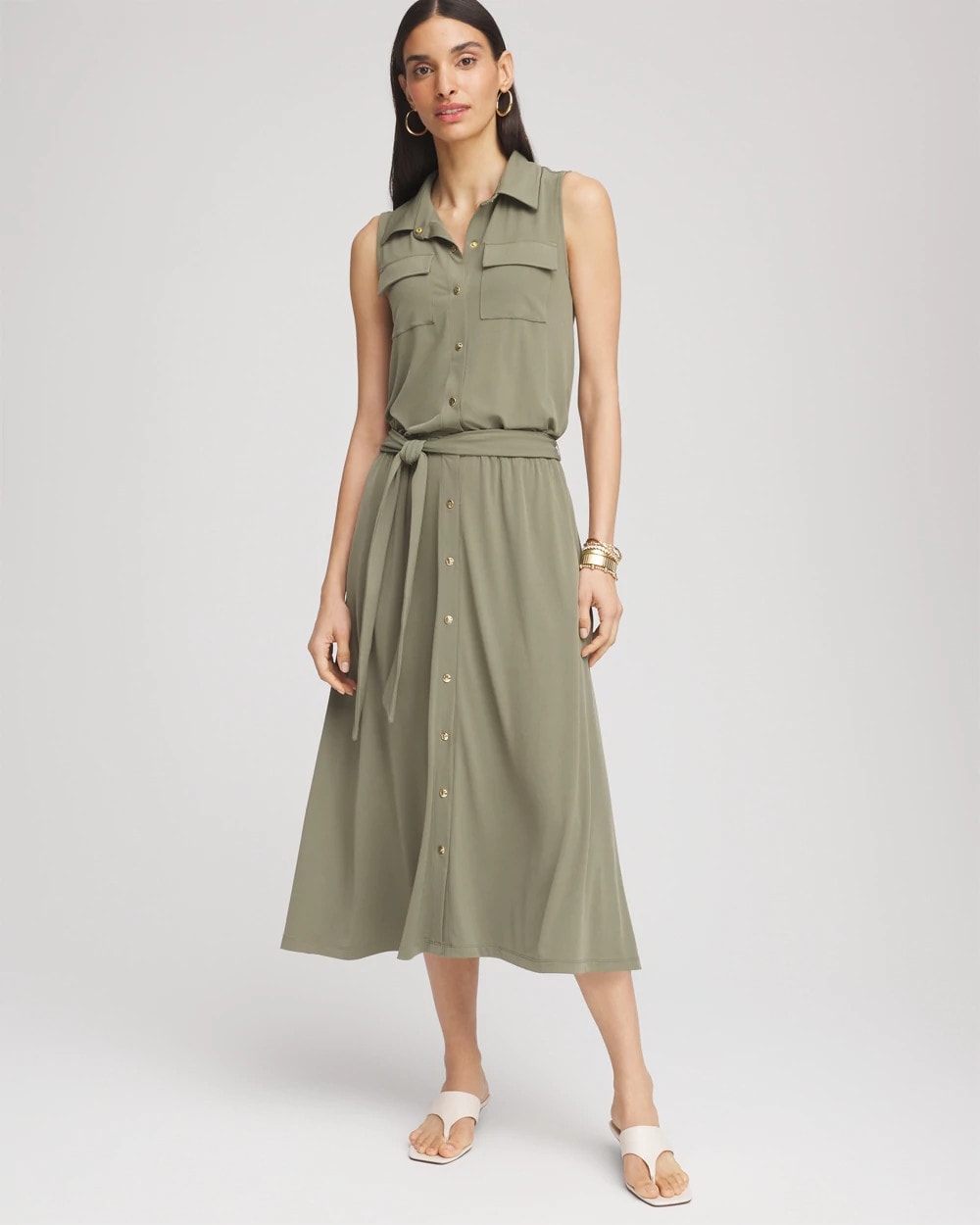 Petite Travelers™ Knit Sleeveless Shirtdress - Chico's
