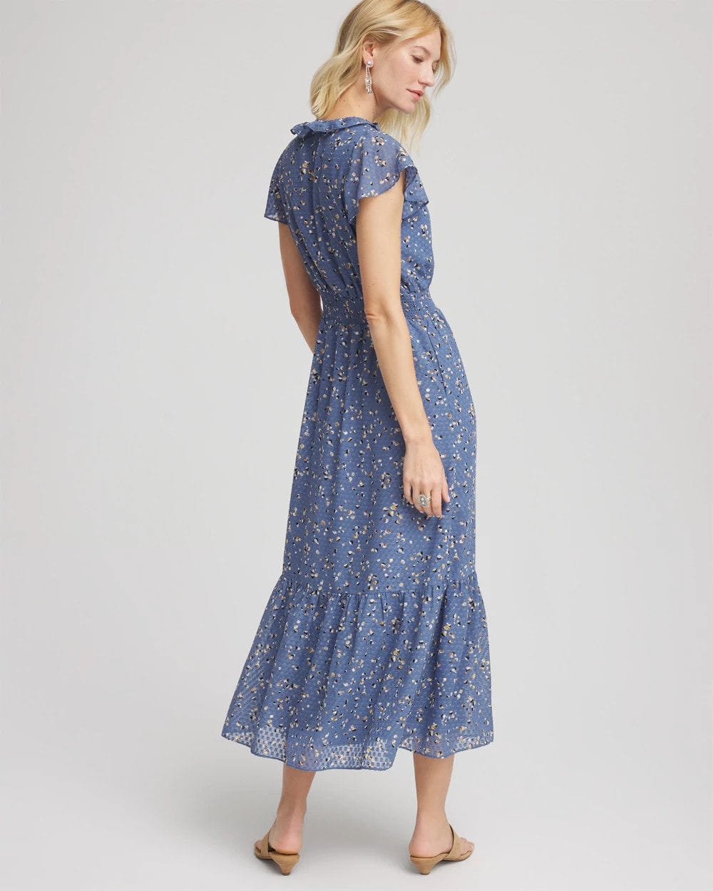 Petite Textured Ruffled-Placket Maxi Dress - Chico's