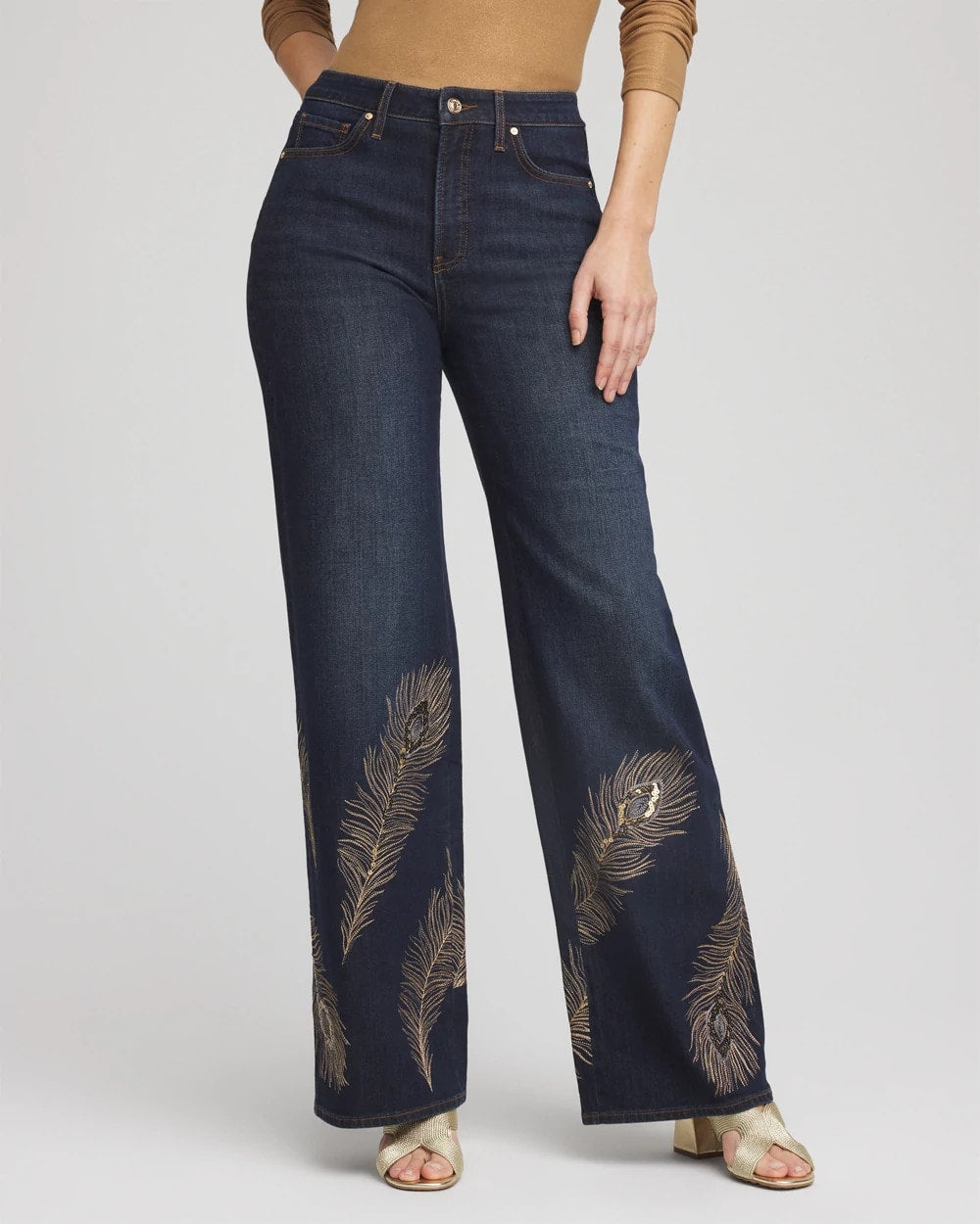 Petite Embellished High-Rise Wide-Leg Jeans - Chico's