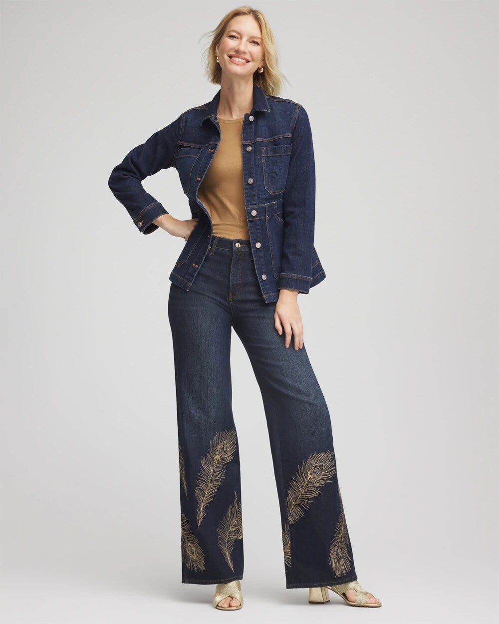 Petite Embellished High-Rise Wide-Leg Jeans - Chico's