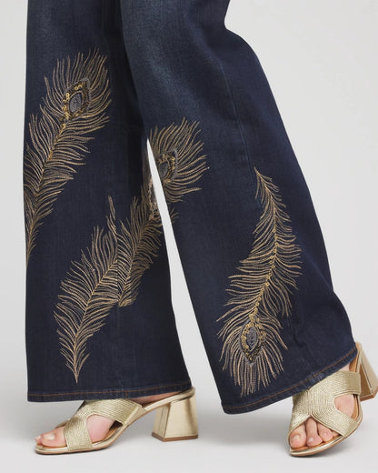 Petite Embellished High-Rise Wide-Leg Jeans - Chico's
