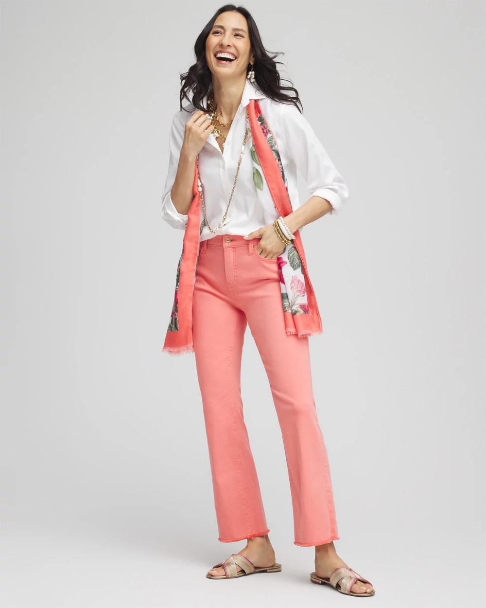 Petite Girlfriend Fray Hem Kick Flare Jeans - Chico's
