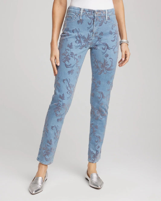 Petite Girlfriend Slim Ankle Flocked Jeans - Chico's