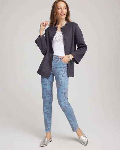 Petite Girlfriend Slim Ankle Flocked Jeans - Chico's