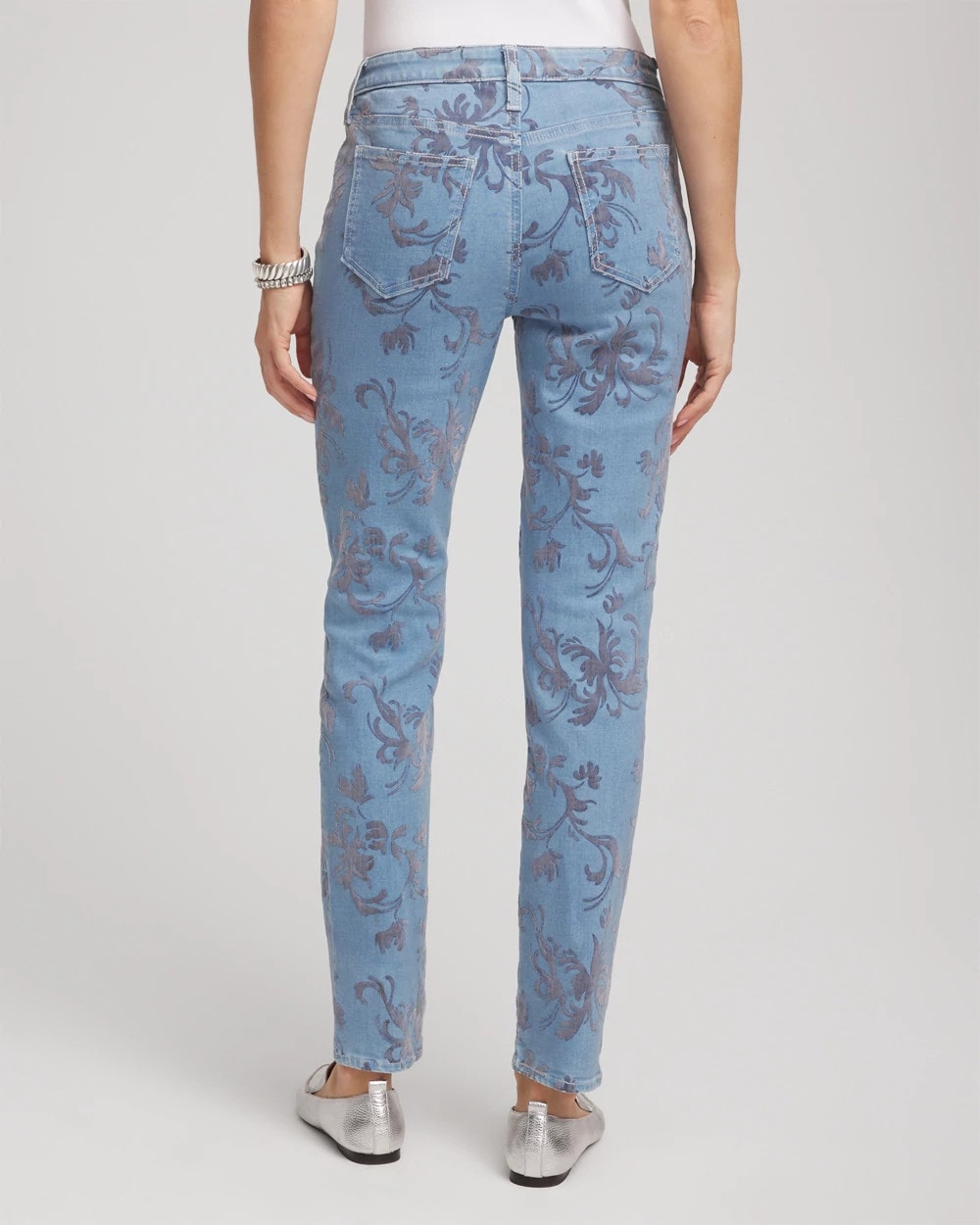 Petite Girlfriend Slim Ankle Flocked Jeans - Chico's